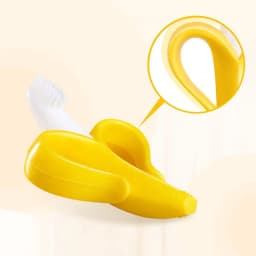 Banana Baby Teether Toy Silicone Training Toothbrush, BPA-Free Infant Gum Massager, Toddler Chew Teething Soother