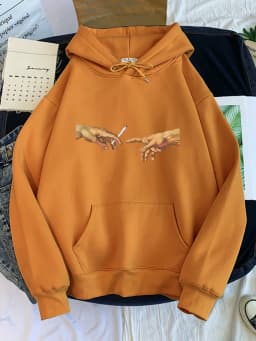 Hoodies Women's Two Hands And a Cigarette Graphic Print Hoodiest Thirteen Colors Harajukua Style Casual Top Women Street Style
