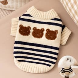 Dog Sweaters for Small Dogs Cute Bear Cardigan Pet Coat Autumn Winter Striped Puppy Clothes Dog Warm Knitted Jacket Dog Pullover