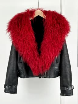 2024 New Winter Warm Mongolia Sheep Fur Collar Faux Leather Jacket Women Warm Suede Lamb Loose Fit Pu Leather Short Casual Coat