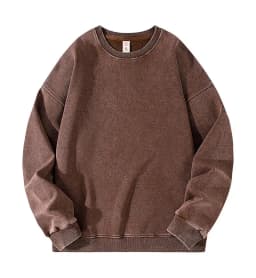 Men's American Style Sweatshirt Spring Autumn Solid Color Washed Vintage Round Neck Loose Casual Long Sleeve Couple Jacket