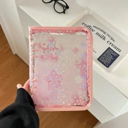 A5 Laser Star Zipper Binder Collect Book Refill Organizer DIY Journal Dairy Transparent Kpop Idol Photo Album Kawaii Stationery