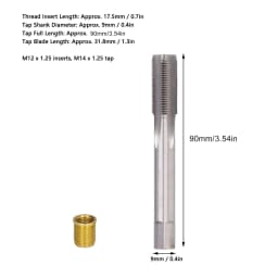 Spark Plug Thread Hole Repair Tools Metal M12x1.25 Inserts M14x1.25 Tap 14mm Rethreaded Kit Threaded Tap Spark Plug Tap Inserts