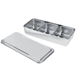 Stainless Steel Seasoning Box 3 Grids Multifunction Spice Container with Spoons Cover for Snacks Flour Dry Goods Fruits
