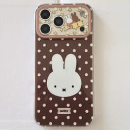 Luxury Cute cartoon Miffy brown white Polka Dots Phone Case For iPhone 16 15 14 13 17 Pro Max lovely Star Miffy Lens protect