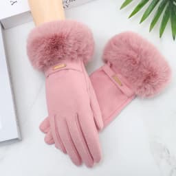 Women Winter Keep Warm Plush Wrist Fingertips Clamshell Touch Screen Gloves Fashion Elegant Retro Luxury Drive Cycling Thicken