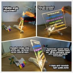 Light Up Acrylic Message Board Night Light Rewritable DIY Children's Glowing Drawing Board Message Lamp With 7 Colorful Pens