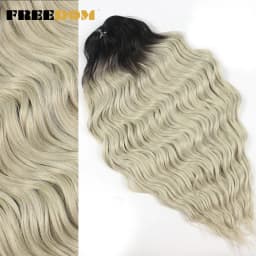 FREEDOM Synthetic Braiding Hair Extensions Deep Wavy 24 inch Long Curly Braids Hair Ombre Brown Rainbow Twist Crochet Hair