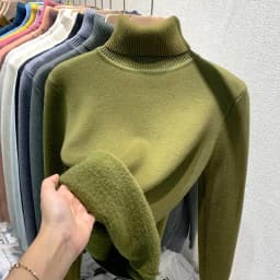 2025 New Thicken High Collar Pullover Women's Sweater Top Winter Warm and Soft Solid Color Inner Wear Bottoming Shirt