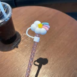 Cute Bear Straw With Dust Cover Cap Silicone Kawaii Cat Claw Straw Stoppers For Tumbler Pink Straws Tip Cover Protector 7mm