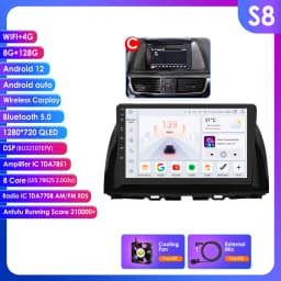 10.1" Hizpo 2Din Android13 Car Radio for Mazda CX-5 2012 - 2015 DSP RDS GPS Navigation BT 4G Android Auto CarPlay 360° CAM