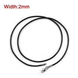 1.5mm 2mm 3mm Leather Cord Black Necklace Chain With Stainless Steel Lobster Clasp Connector Round Waxed Rope For Men Women