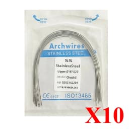 10pack AG Dental Arch Wires Orthodontic Super Elastic NITI Round Rectangle Archwire Lower/Upper 012/014/016/018/020/16x16/16x22