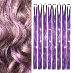 Gold and Silver Hair Sequin Set with 8 Pieces of 1600 Strands of Sparkling Hair for Christmas and Halloween Parties