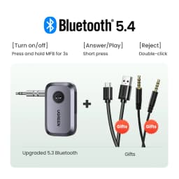UGREEN Bluetooth 6.0 5.4 Car 3.5mm AUX Jacks for Car Speakers Audio Music Hands Free Bluetooth 5.3
