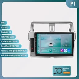 Hizpo AI Voice Car Radio Android Auto Multimedia For Toyota Land Cruiser Prado 150 2013-2017 4G Carplay Autoradio No 2din DVD