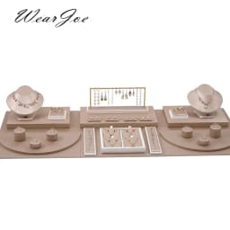 PU Leather Jewelry Store Display Case Ring Earring Bracelet Organizer Tray Pendant Necklace Chain Holder Neckform Stand Showcase