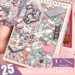 3D Sticker Scene Book,Include 20 Beautiful House Isometric 3D Space DIY Scene Stickers Book,Cute Art Stickers for Girls