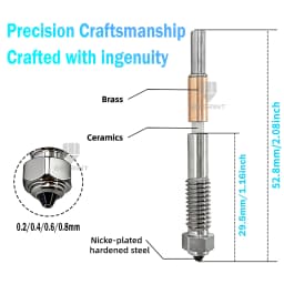 Bimetallic Nozzle For QIDI Q2 With Ceramic Insulation Integrated Design Quick Removal Integration Nozzles For QIDI Q2C Printer