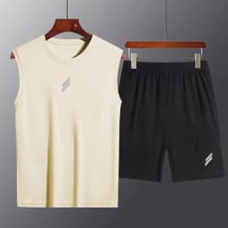 NEW Sport Men Summer Thin Quick Drying Vest+Shorts Man's Set Fitness Running Suit Two-Piece Set Mesh Ventilation Men Tracksuit
