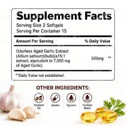 Aged Garlic Extract Softgels Odorless Fermented Garlic Supplement Powerful Antioxidant for Immune Heart Respiratory Health 30 Ct