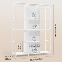 67" Freestanding Wardrobe Closet Dustproof Hanging Rods & Drawers Multi-layer Tall Heavy Duty Large Capacity Storage Rack Organizer Tool-Free Assembly for Bedroom Dorm Apartment