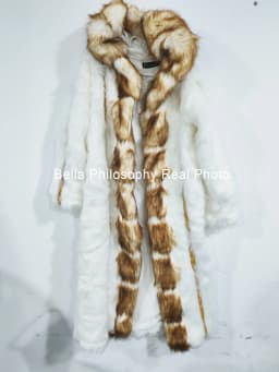 Winter Plus Size Longer Faux Fur Warm Coat Long Sleeve Coat Fox Fur Faux Fur Coat women's Long Hooded Fur all-in-one Fur Coat