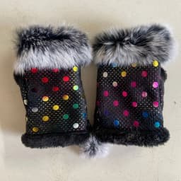 Female Rabbit Hair Wrist Gloves Fingerless Computer Typing Mittens Winter Women Suede Leather Warm Thick Cashmere Gloves G58