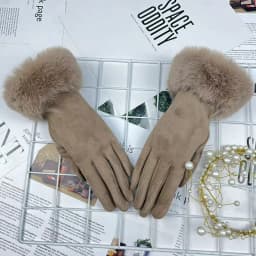 Women Winter Suede Keep Warm Touch Screen Plus Cashmere Fashion Solid Plush Wrist Look Thin Gloves Cold Protection Elasticity
