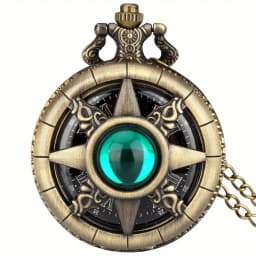 Y2K Cartoon Anime Round Pointer Quartz Watch Vintage Rhinestone Cosplay Necklace Chain Watch For Women Men Collector Gift
