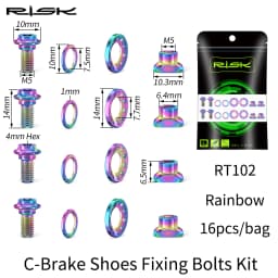 16pcs/bag RISK Titanium Alloy Road Bike Caliper C Brake Shoes Fixing Bolts Screw Kit for R8000 UT6800 DA9000