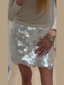 Mini Sequin Skirt Women's Skirts Iridescent Oversized Disc Sequins High-Waisted Fit Beach Vacation Outfit Woman Clothes