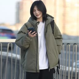 Preppy Padded Jacket Japan Style Thickened Plush Zipper Parkas Women's College Men's and Women's Warm Hooded Loose Winter Coat