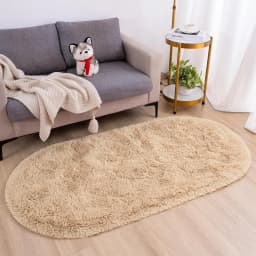VIKAMA Long Plush Oval Area Rug Super Soft Fluffy Bedroom Bedside Rug Kids Room Nursery Dorm Floor Mat Home Decor