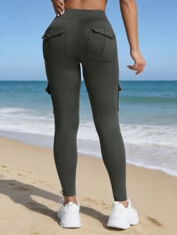 Multi Pocket Cargo Leggings For Women High Waist Butt Lifting Leggings Stretch Slim Workout Yoga Fitness Running Pants