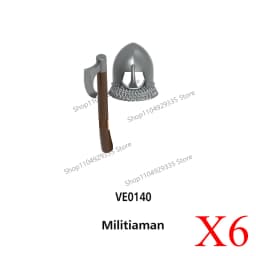 Medieval Military Castle Black Hawk Knight Building Blocks Gothic Cavalry Armor Shield Axe Soldier Figure Accessories Bricks Toy