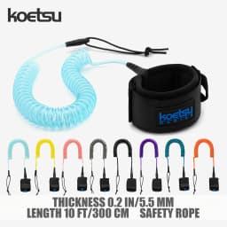 KOETSU SUP Paddle Board Leash 10FT 5.5 mm/0.22 in TPU Material Strong Cord with Ankle MAGIC TAPE Comfortable Secure Fit