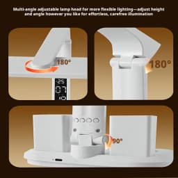 SMGXHE LED Desk Lamp, Large Area Lighting, Touch Control, 3 Color Modes, USB Powered, Foldable with Display And Pen Holder,