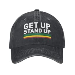 Get Up Stand Up Reggae Rasta Baseball Cap Vintage Distressed Denim Washed Bob Marley Snapback Hat Unisex Adjustable Fit Cap