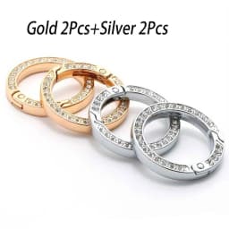 Spring O-Ring Buckle Clips, Alloy Trigger Spring Snap Hook Glossy Rhinestone Key Ring, Creative DIY Keychain Accessories
