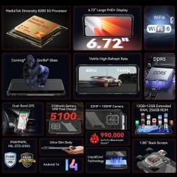 Cubot KingKong Star 2 Ultra-Slim Rugged Smartphone Dimensity 8200 5G 12GB+256GB 6.72-inch 144Hz Large Display 5100mAh Android 14