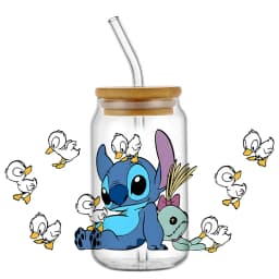 popular UV DTF 3D Cup Wrap Sticker Cute Cartoon blue Monster Design For 16oz Mugs DIY Durable Decal Transfer stickers