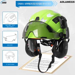 CE Construction Safety Helmet with Double Goggles Reflective Stickers Earmuffs ANSI Hard Hat Industrial Working Cap for Engineer