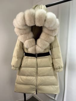 2025 New Natural Thick Warm 90% White Duck Down Coat Long Winter Jacket Women Real Big Fox Fur Collar Belt Loose Puffer Parka