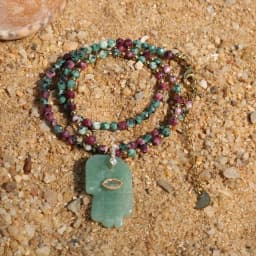 2026 popular Bohemian style Devil's Eye Buddha Hand Pendant natural stone beads chain Necklace go to Beach Travel Accessories