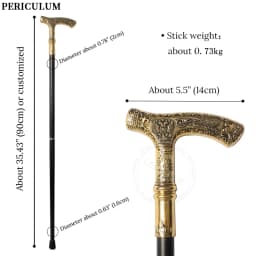 Russian Double Eagle T-Handle Walking Cane Gold & Black Detachable Vintage Style Cosplay Party Prop for Men And Women