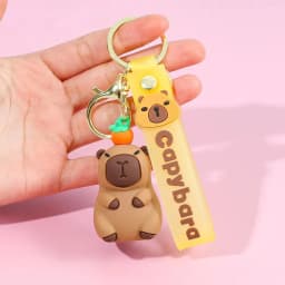 Capybara Keychain PVC Soft Key Accessories Cute Party Gifts for Christmas for Boys and Girls Key Buckles Metal