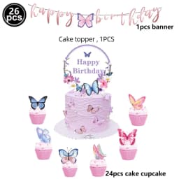 1set Pink Butterfly Balloons 32inch Number Balloon Set Happy Birthday Butterfly Foil Balloon Baby Shower Birthday Party Decors