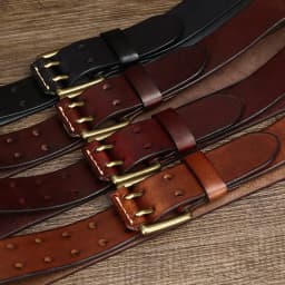3.8cm Cowskin Genuine Leather Brass Copper Double Needle Pin Buckle Luxury Thick Retro High Quality Belt Men Jeans Designer Belt
