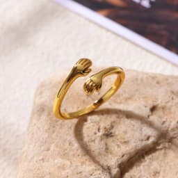 Gothic Hug Hands 18K Gold-plated Anti Fading Rings for Women Mom Stainless Steel Ring Punk Party Jewelry 2026 Accessories Gifts